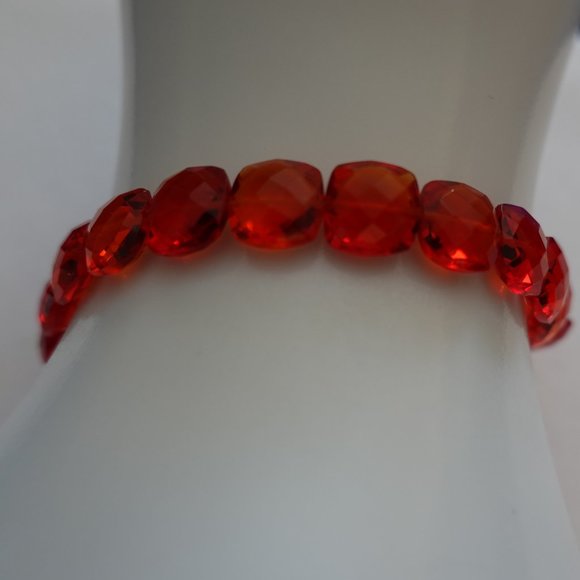 (NWT) Red Quartz Cushion Cut Briolette Bracelet - Picture 7 of 12